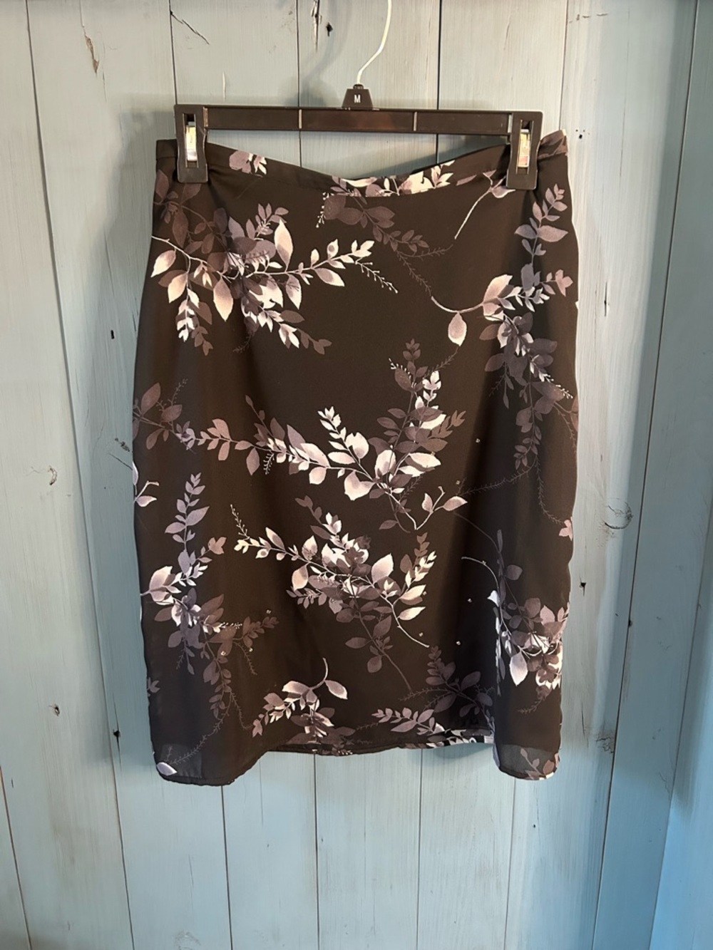 Vintage Y2K Floral A-Line Skirt in Black & Gray | Size 8